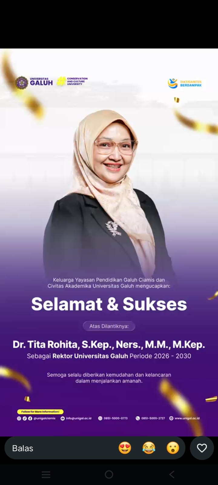Tita Rohita Resmi Pimpin Universitas Galuh, Siap Wujudkan Kampus Unggul Berdaya Saing Global